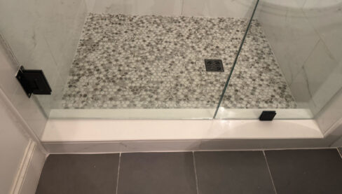 New tile shower with glass door